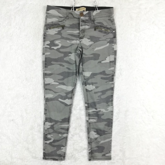 Democracy Womens Jeans "Ab"technology Skinny Cropped Denim Gray Camo Moto 8‎ - Picture 1 of 10